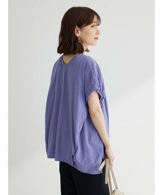 Green Parks インド綿　ＳＥＴ２点　マルチ刺繍ブラウス＋タンク Purple