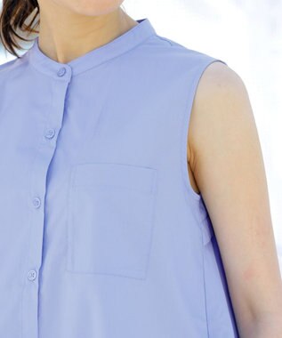 Tiaclasse 【洗える】ノースリーブ後ろタックティアードブラウス ライトブルー