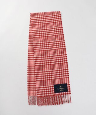 AURORA 【 LANVIN en Bleu （ランバン オン ブルー）】ウールチェックマフラー ワイン