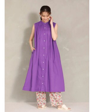 Green Parks インド綿 ノースリーブワンピース Purple