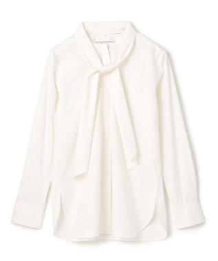 BEIGE， 【洗える】CROIX / コットンボウタイブラウス White