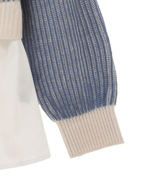 Green Parks 配色リブドッキングチュニック Blue