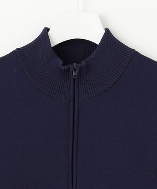 23区GOLF 【MEN】【 蓄熱裏地付き/ウォッシャブル】ロゴ ダブルジャガードニット ネイビー系