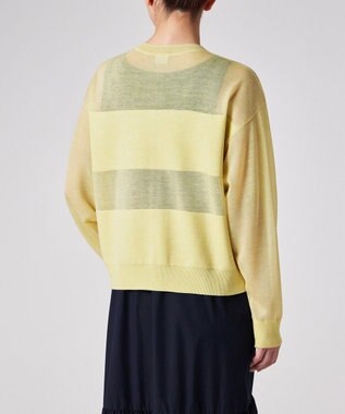 Paul Smith 【洗える】シアーボーダー ジップアップ カーディガン ライトイエロー