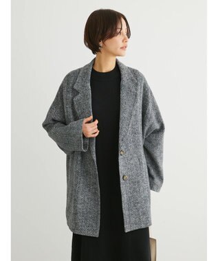 Green Parks ・ＥＬＥＮＣＡＲＥ　ＤＵＥ　ヘリンボーンミドルコート Gray