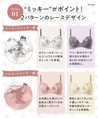Wing ブラジャー 【ディズニー】 自然なまるみシルエット ソフトなつけごこち 【ナチュラルアップブラ】 ミッキーマウス KB2063 ウイング／ワコール アイボリー