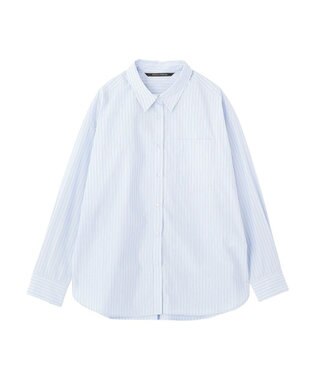 YECCA VECCA イージーケアオーバーシャツ Stripe Blue