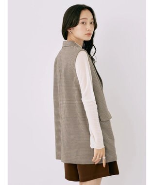 earth music&ecology テーラードジレ Check Brown