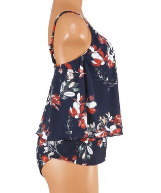 San-ai Resort（三愛水着楽園） 【SALE】ロングパンツセット水着　13L【Coral veil（コーラルヴェール）】 ネイビー