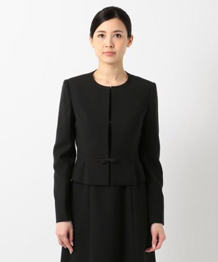 組曲 NOIR 【洗える】ウォッシャブルストレッチバーズアイ　ジャケット＋ワンピース ブラック系