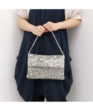 UNBILLION カシュカシュ cachecache / メタルビーズフラップ付きハンドバッグ