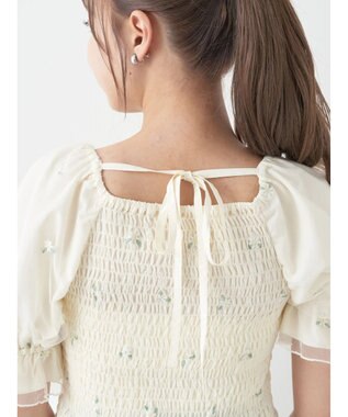 earth music&ecology フラワー刺繍ブラウス White