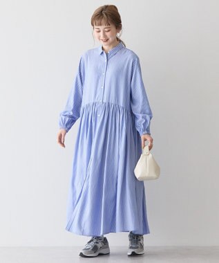 AMERICAN HOLIC サラックールアソートギャザーワンピース Stripe Blue