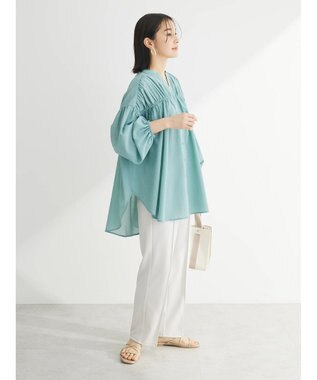 Green Parks シャーリングボリュームスキッパーチュニック Blue Green