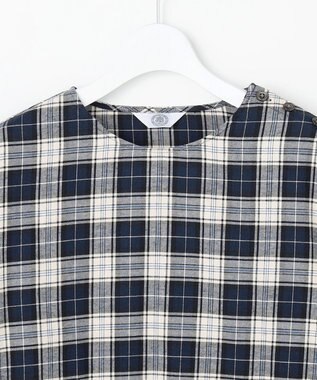 J.PRESS LADIES L コットン 起毛 タータン チェック プルオーバー ブラウス ネイビーチェック系