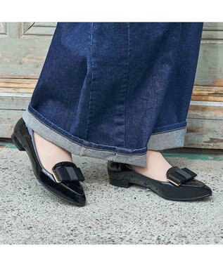 ing <ing>【WEB限定】【レイン対応】リボンモチーフフラットパンプス ブラック