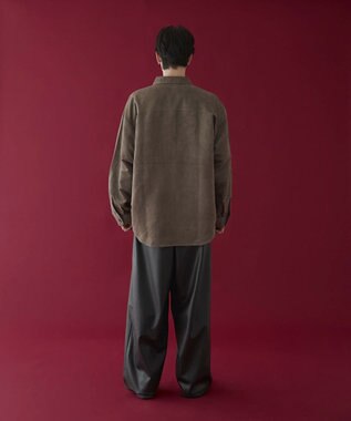 WEGO フェイクスウェードワンポイントBIGシャツ（LS） ブラウン