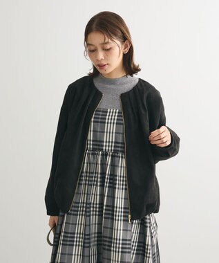 Green Parks ノーカラータックスウェード調ブルゾン Black