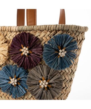 UNBILLION カシュカシュ cachecache / ラフィアフラワー付カゴバッグ ミックス