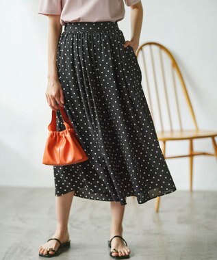 組曲 L 【WEB限定】ドットプリントデシン フリルパンツ ブラック×オフ系5