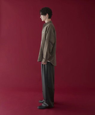 WEGO フェイクスウェードワンポイントBIGシャツ（LS） ブラウン