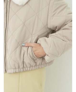 earth music&ecology ファーカラーブルゾン Beige