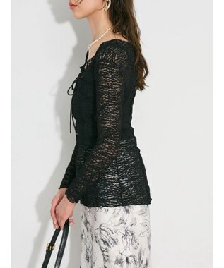 Green Parks カットワークデザインレーストップス Black