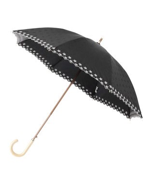 MOONBAT DAKS 晴雨兼用日傘 長傘 ドット ジャカード ボーラ刺繍 ブラック