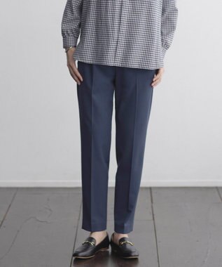 J.PRESS LADIES T/Rアルガンシルク テーパード パンツ ダルブルー系