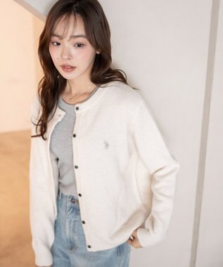WEGO 【WEB限定/25年秋冬新作】別注USPOLO微起毛カーデ ホワイトアイボリー