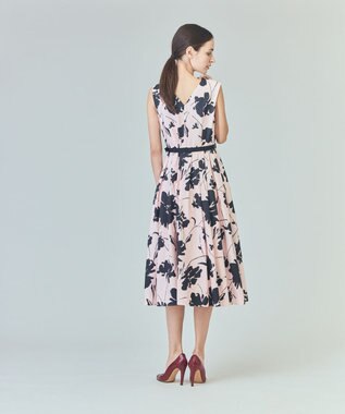 GRACE CONTINENTAL バイカラーボタニカルドレス ピンク