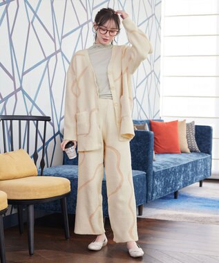 Tiaclasse ふわもちニュアンス配色ニットカーディガン アイボリー