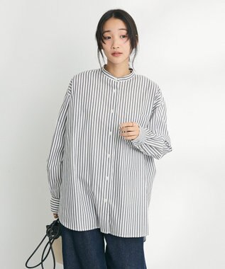 CRAFT STANDARD BOUTIQUE 【追加】バンドカラーシャツ ストライプグレー