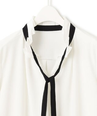 ICB 【洗える】マラボーテジョーゼット デザインカットソー オフホワイト系