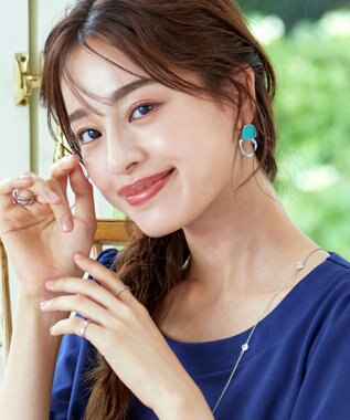 Tiaclasse カラーメタルリングピアス シルバー×ターコイズ