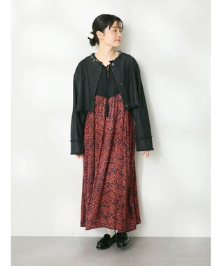 CRAFT STANDARD BOUTIQUE レーヨンキルト切替ワンピース Navy