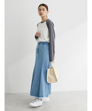 Green Parks シアーラグラン配色プルオーバー Light Gray