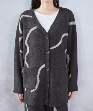 Tiaclasse ふわもちニュアンス配色ニットカーディガン チャコールグレー