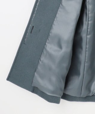 J.PRESS LADIES ショートビーバー ミディ丈 スタンドカラー コート ティールブルー系