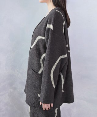 Tiaclasse ふわもちニュアンス配色ニットカーディガン チャコールグレー