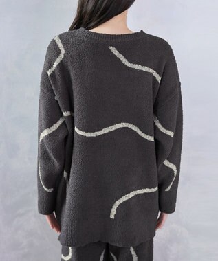 Tiaclasse ふわもちニュアンス配色ニットカーディガン チャコールグレー