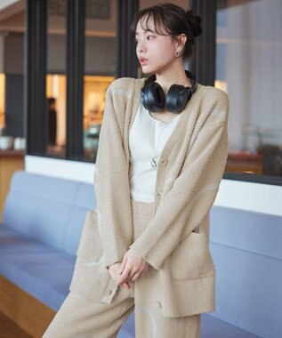 Tiaclasse ふわもちニュアンス配色ニットカーディガン ベージュ