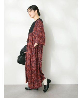 CRAFT STANDARD BOUTIQUE レーヨンキルト切替ワンピース Navy