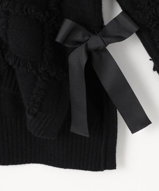 自由区 【カトリエムブーケ】Check frange フリンジカーディガン ブラック