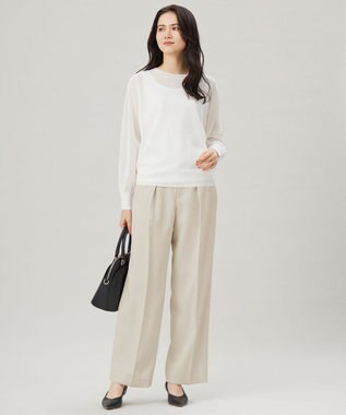 自由区 S 【セットアップ対応・接触冷感・洗える】リネンライクシンセティックワイドストレート パンツ フラックス