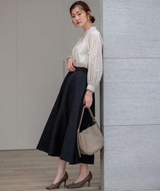 23区 ナイロンコットンポプリン ボリュームスリーブ ブラウス ベージュ系