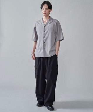 WEGO クレープオープンカラーシャツ（SS） ライトグレー