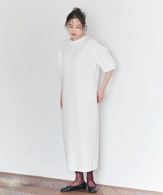 #Newans 【セレモニーにも/洗濯機可】パフスリーブロングワンピース​ ホワイト