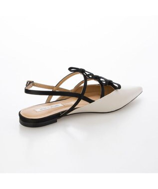 MODE ET JACOMO <MODE ET JACOMO>リボンフラットバックベルトパンプス ホワイトコンビ