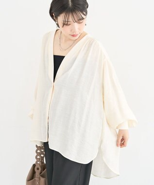 Green Parks リブドッキングシアーシャツ Ecru